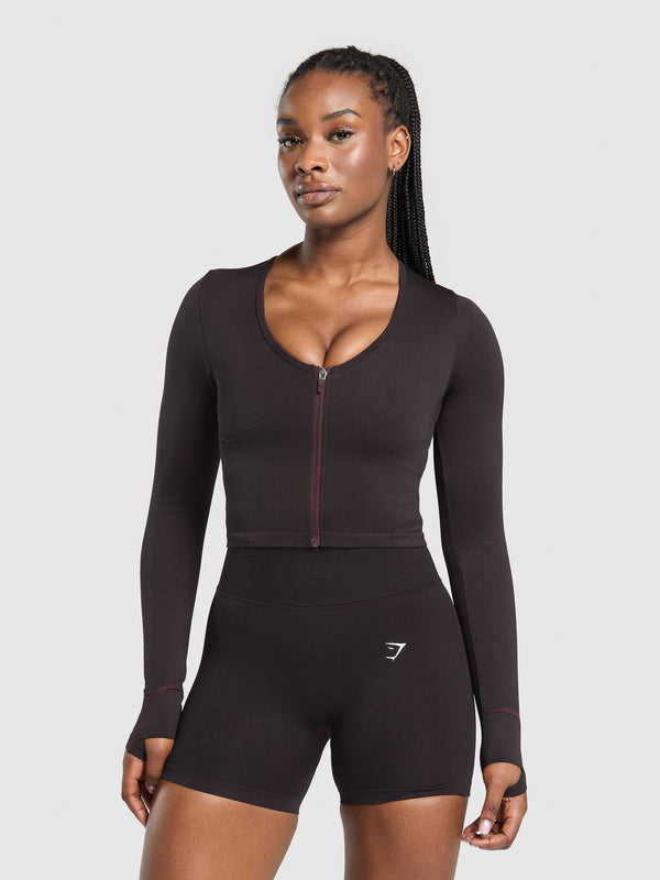 Gymshark Lift Seamless Zip Up Jacket — Bold Orange