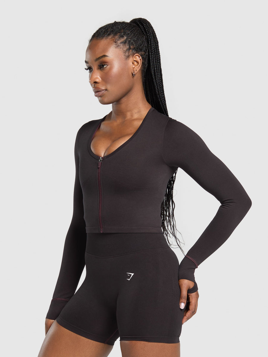 Gymshark Lift Seamless Zip Up Jacket — Bold Orange — 4