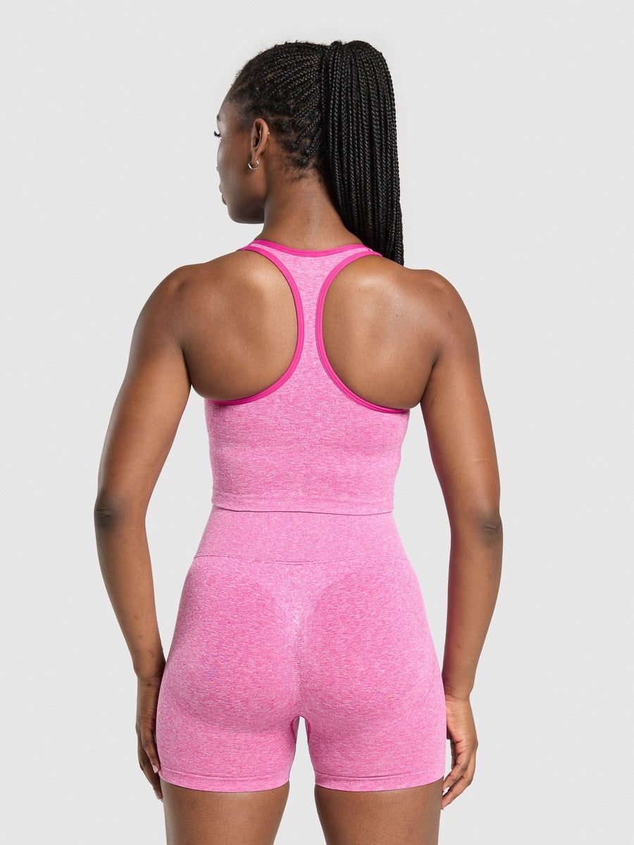 Gymshark Lift Seamless Midi Tank With Shelf — Winning Pink/White Marl — 2