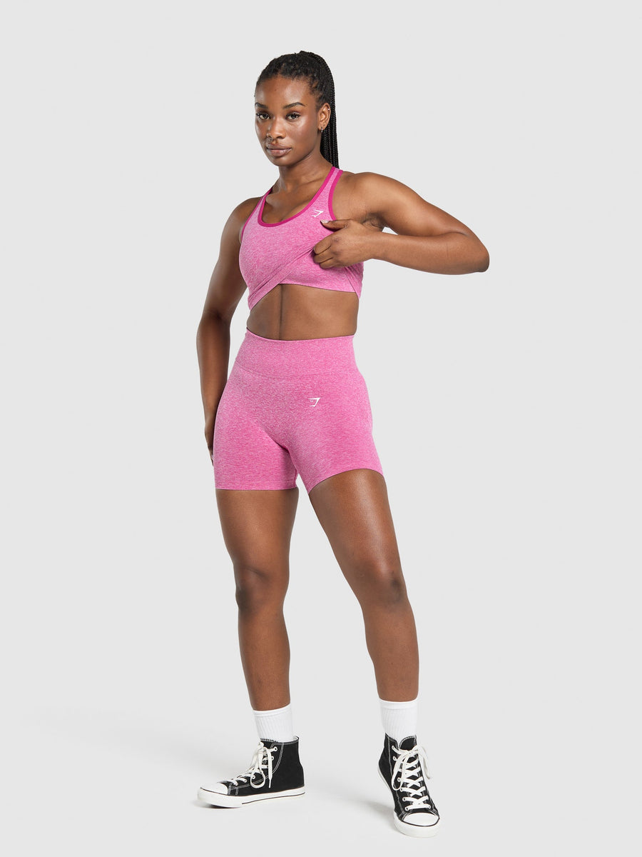 Gymshark Lift Seamless Midi Tank With Shelf — Winning Pink/White Marl — 4