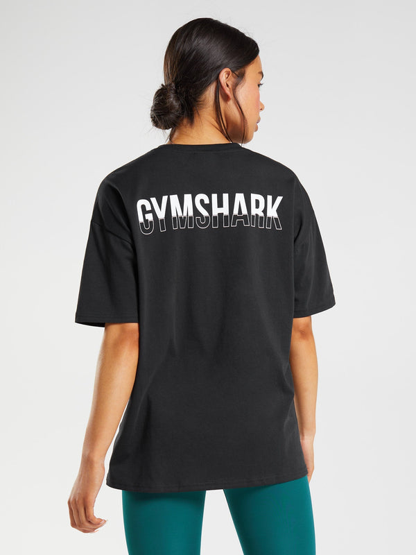 Gymshark Fraction Oversized T-Shirt — Black/White