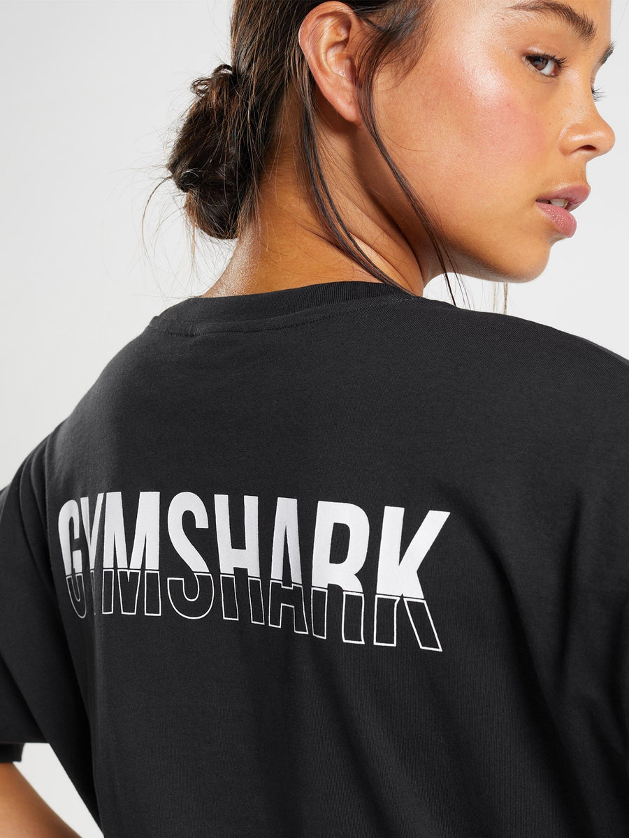 Gymshark Fraction Oversized T-Shirt — Black/White — 4