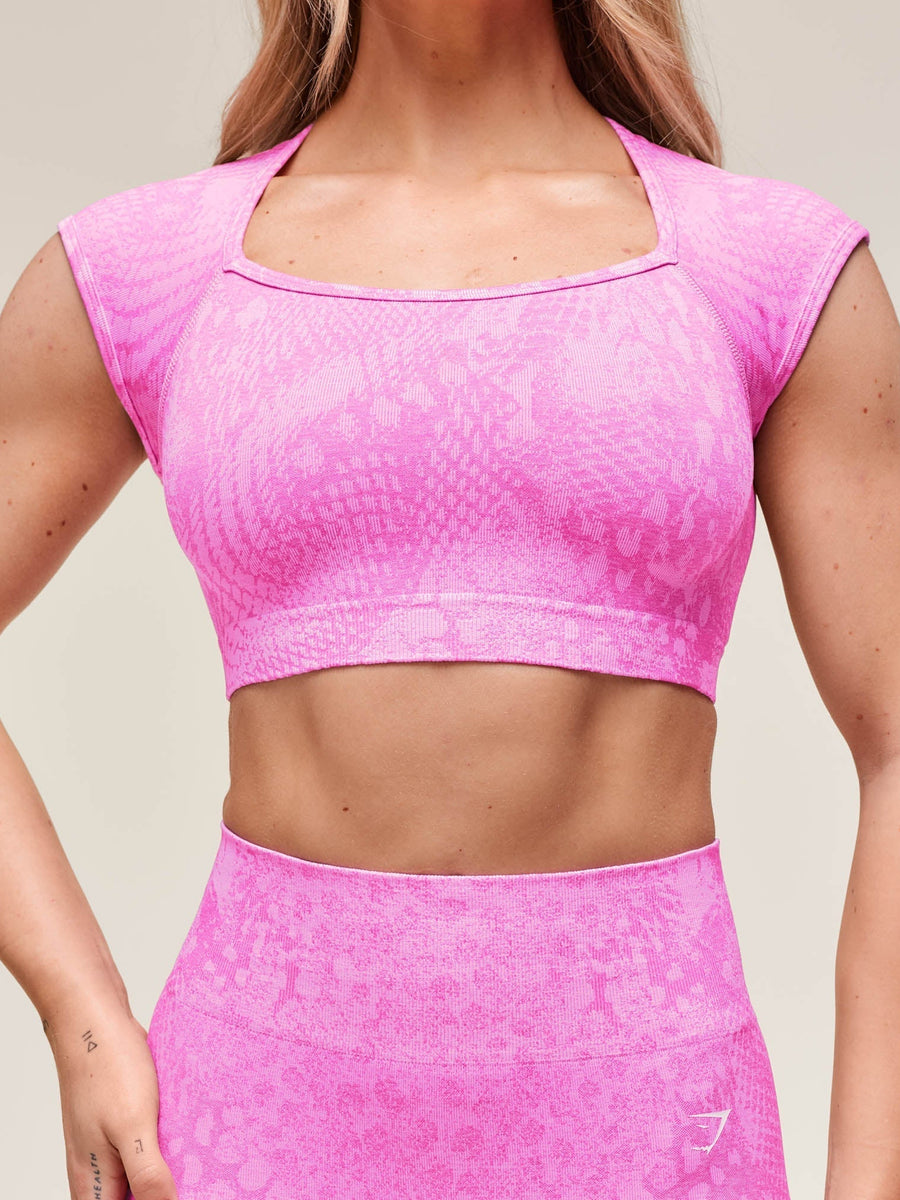 Gymshark Adapt Animal X Whitney Seamless Crop Top — Sour Pink/Vibrant Pink — 5
