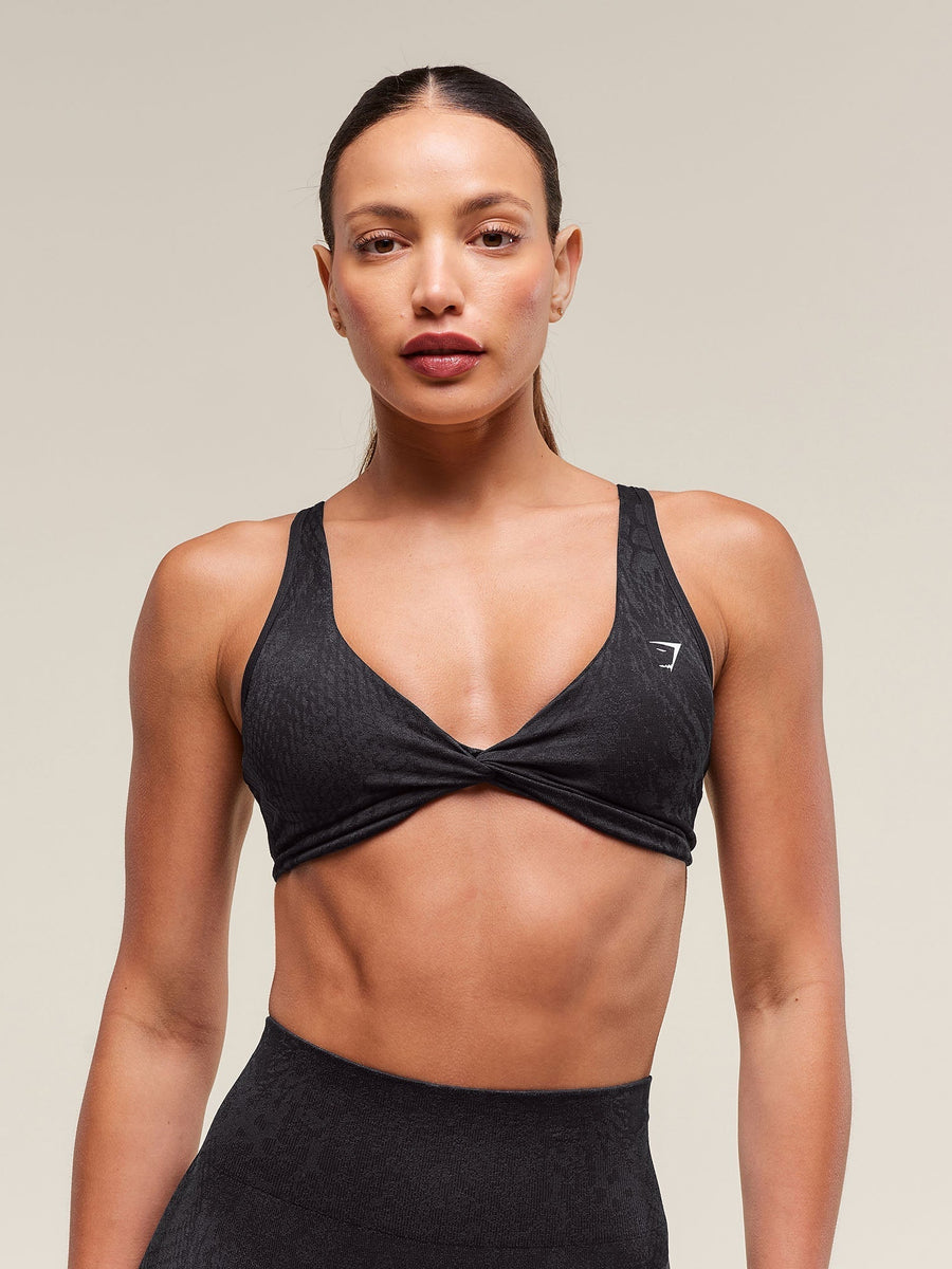 Gymshark Adapt Animal Seamless Twist Front Bra — Asphalt Grey/Black — 1