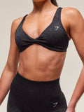 Gymshark Adapt Animal Seamless Twist Front Bra — Asphalt Grey/Black — 7