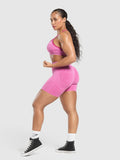 Gymshark Lift Seamless Sports Bra — Winning Pink/White Marl — 6