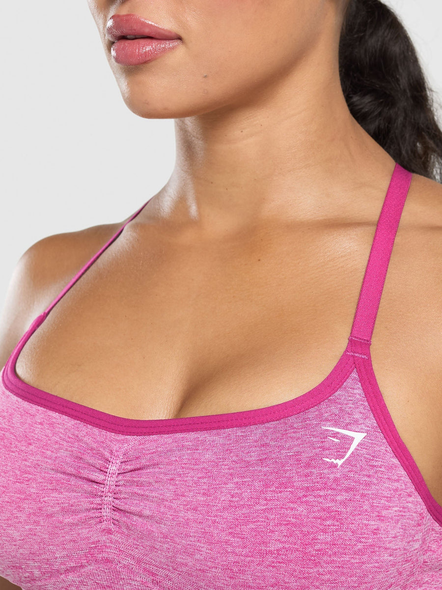 Gymshark Lift Seamless Sports Bra — Winning Pink/White Marl — 8
