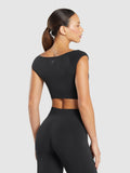 Gymshark Luxe Seamless Boat Neck Crop Top — Bros Coal Marl — 3