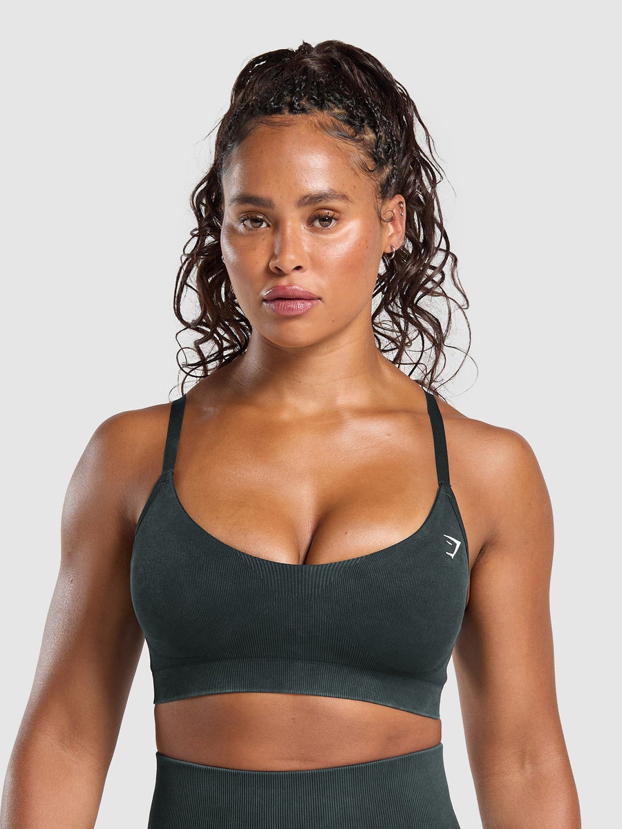 Gymshark Gains Seamless Washed Sports Bra — Black — 1