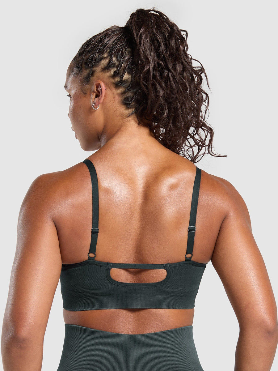 Gymshark Gains Seamless Washed Sports Bra — Black — 3