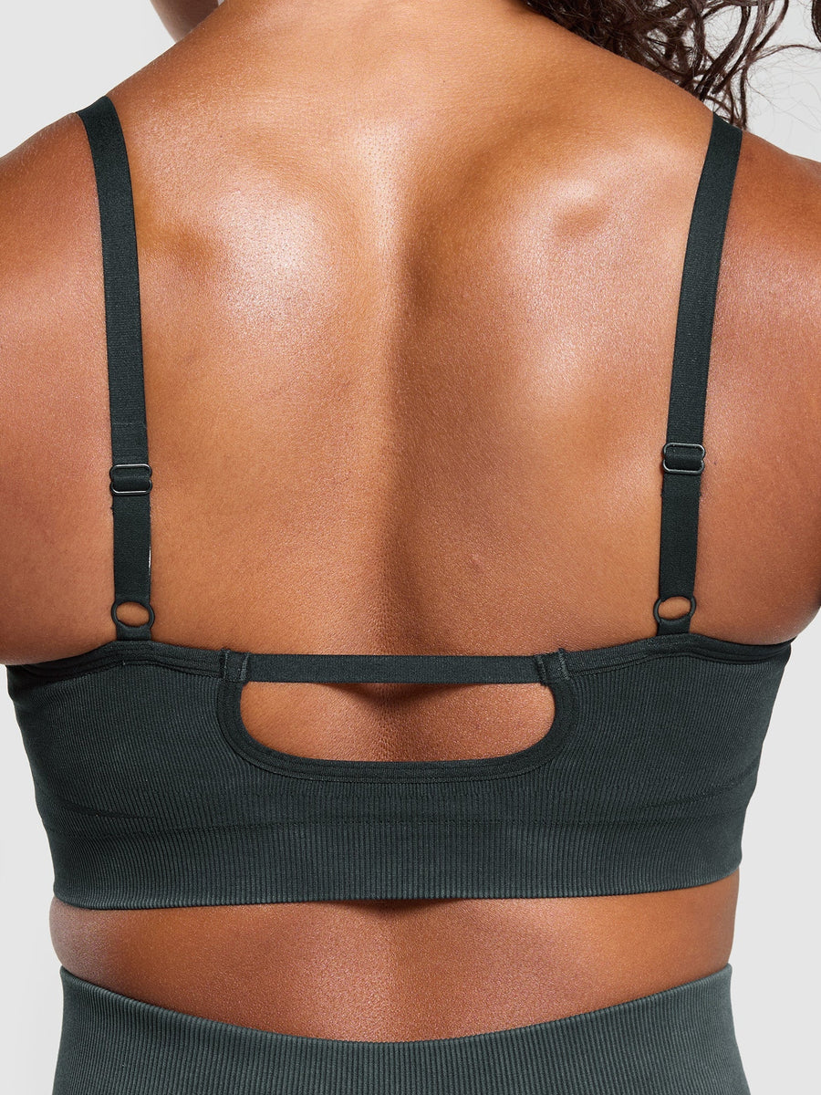 Gymshark Gains Seamless Washed Sports Bra — Black — 4