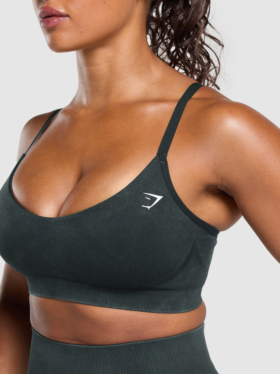 Gymshark Gains Seamless Washed Sports Bra — Black — 5