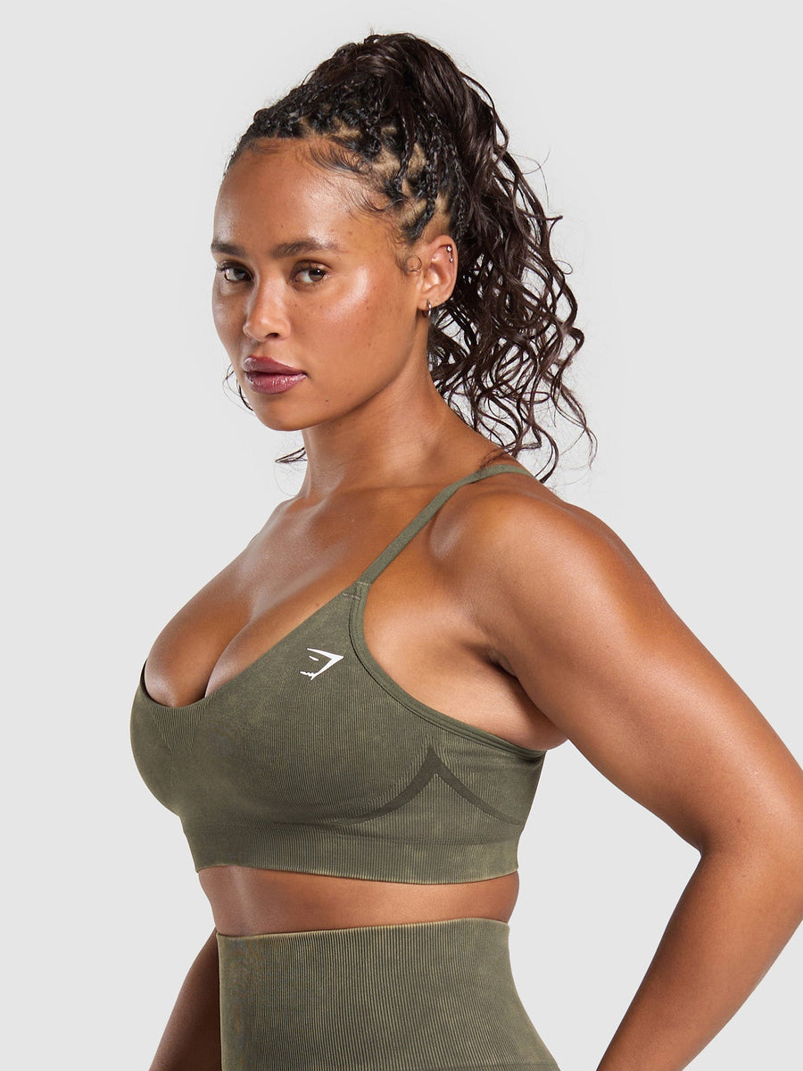 Gymshark Gains Seamless Washed Sports Bra — Strength Green/Wash — 3