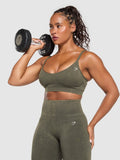 Gymshark Gains Seamless Washed Sports Bra — Strength Green/Wash — 5
