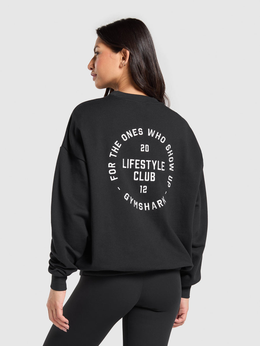 Gymshark Lifestyle Club Graphic Pullover — Black — 1