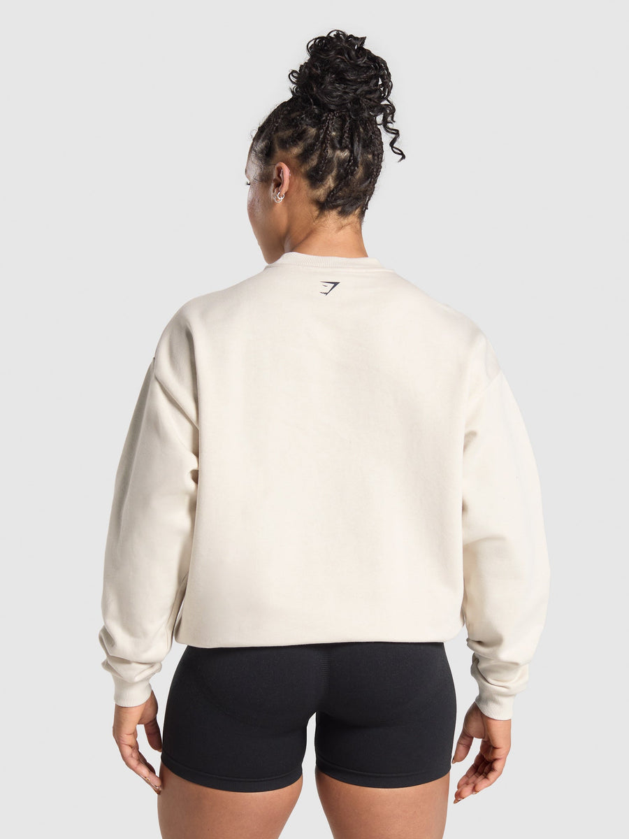 Gymshark Lifting Essentials Graphic Brushed Oversized Sweatshirt — Oat White — 2
