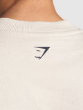 Gymshark Lifting Essentials Graphic Brushed Oversized Sweatshirt — Oat White — 6