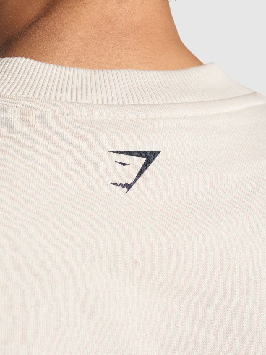 Gymshark Lifting Essentials Graphic Brushed Oversized Sweatshirt — Oat White — 6