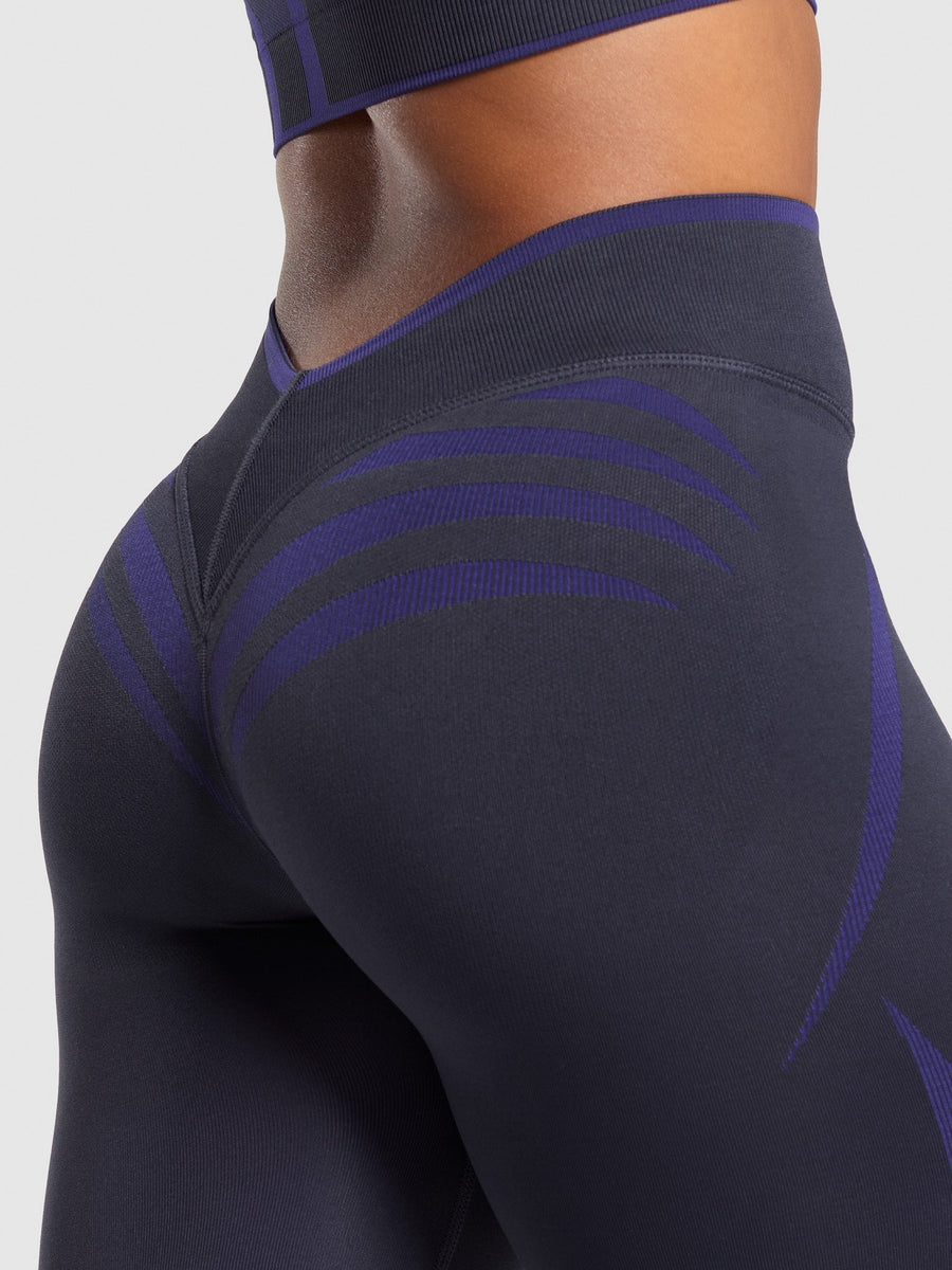 Gymshark Apex Lift Seamless Leggings — Heavy Blue/Cobalt Purple — 6