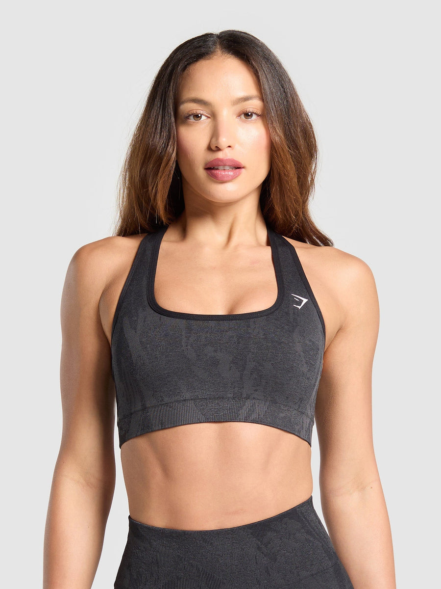 Gymshark Adapt Camo Racer Back Sports Bra — Asphalt Grey/Black — 1