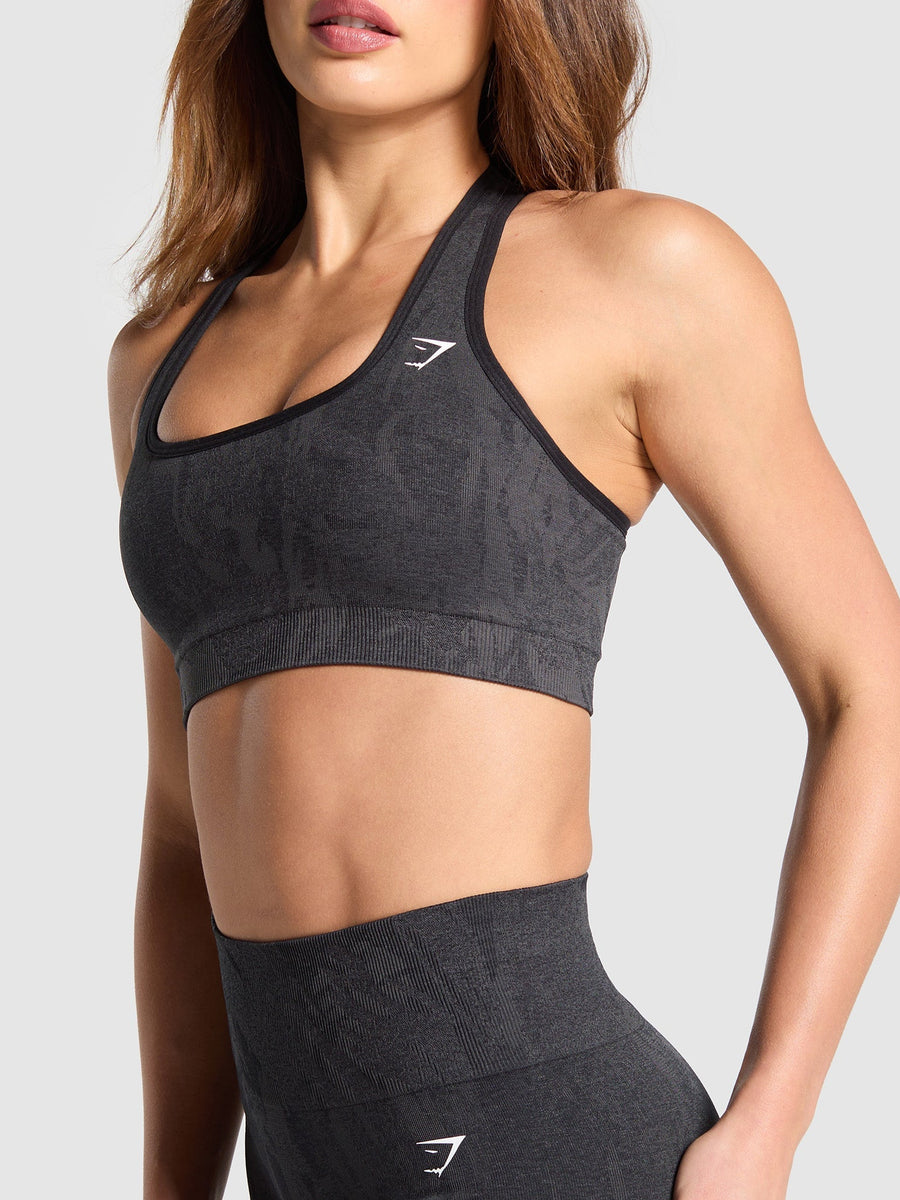 Gymshark Adapt Camo Racer Back Sports Bra — Asphalt Grey/Black — 3