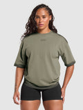 Gymshark Gains Washed Heavyweight Cotton T-Shirt — Base Green/Strength Green/Spray Dye — 1