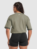 Gymshark Gains Washed Heavyweight Cotton T-Shirt — Base Green/Strength Green/Spray Dye — 2