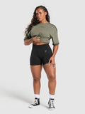 Gymshark Gains Washed Heavyweight Cotton T-Shirt — Base Green/Strength Green/Spray Dye — 4