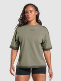 Gymshark Gains Washed Heavyweight Cotton T-Shirt — Base Green/Strength Green/Spray Dye — 5