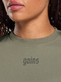 Gymshark Gains Washed Heavyweight Cotton T-Shirt — Base Green/Strength Green/Spray Dye — 7