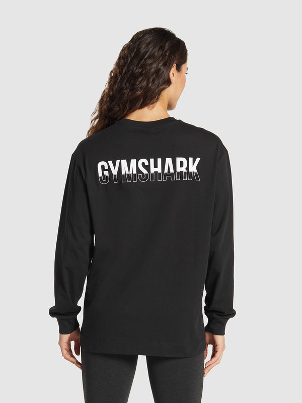 Gymshark Fraction Long Sleeve T-Shirt — Black/White