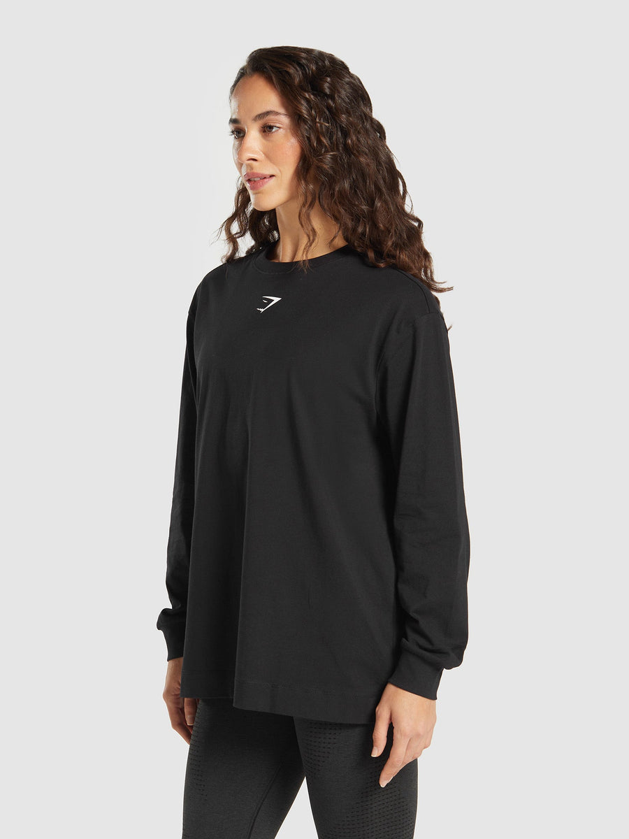 Gymshark Fraction Long Sleeve T-Shirt — Black/White — 3