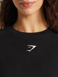 Gymshark Fraction Long Sleeve T-Shirt — Black/White — 6