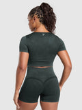 Gymshark Gains Seamless Washed Crop Top — Black — 2