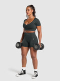 Gymshark Gains Seamless Washed Crop Top — Black — 4