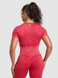 Gymshark Gains Seamless Washed Crop Top — Carmine Red/Wash — 2