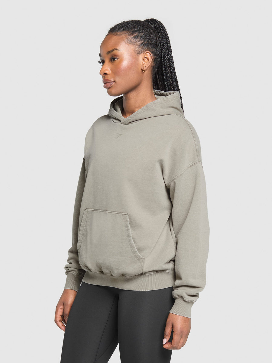 Gymshark 66 Washed Graphic Oversized Hoodie — Linen Brown/Wash — 3
