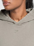 Gymshark 66 Washed Graphic Oversized Hoodie — Linen Brown/Wash — 5