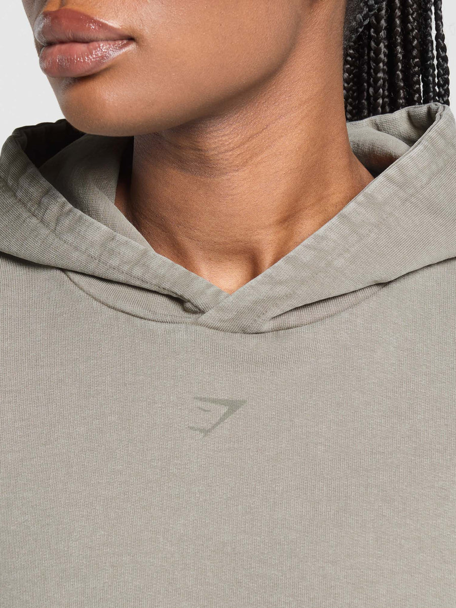 Gymshark 66 Washed Graphic Oversized Hoodie — Linen Brown/Wash — 5