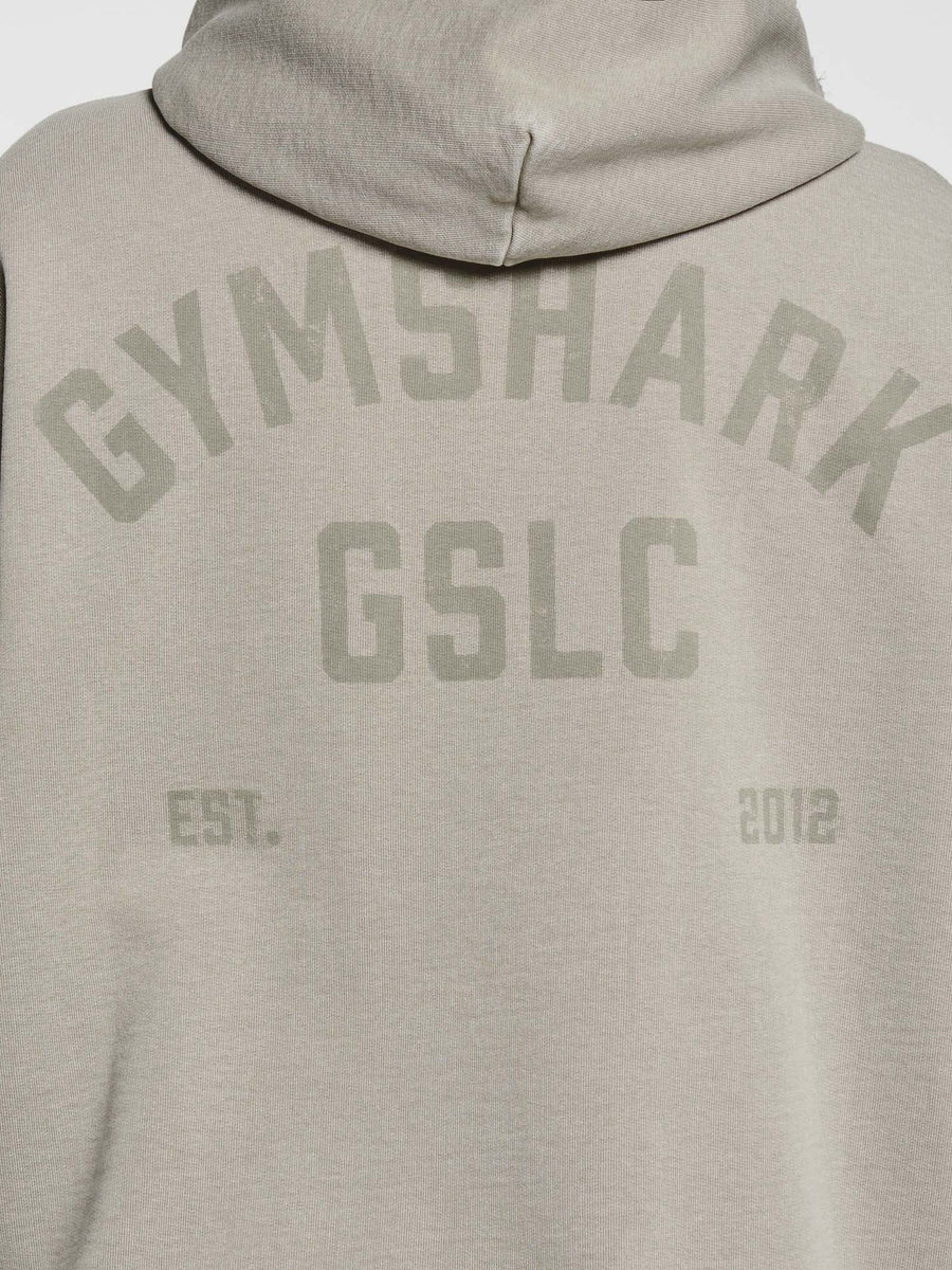 Gymshark 66 Washed Graphic Oversized Hoodie — Linen Brown/Wash — 6