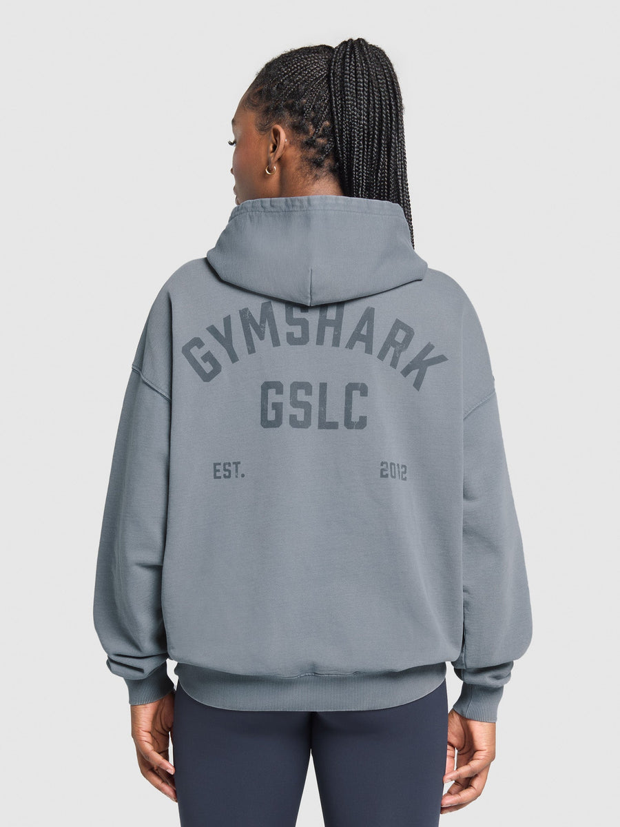 Gymshark 66 Washed Graphic Oversized Hoodie — Iron Blue/Wash — 1