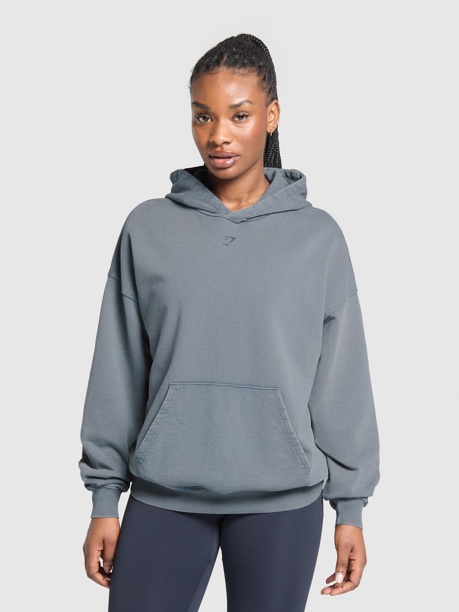Gymshark 66 Washed Graphic Oversized Hoodie — Iron Blue/Wash — 2