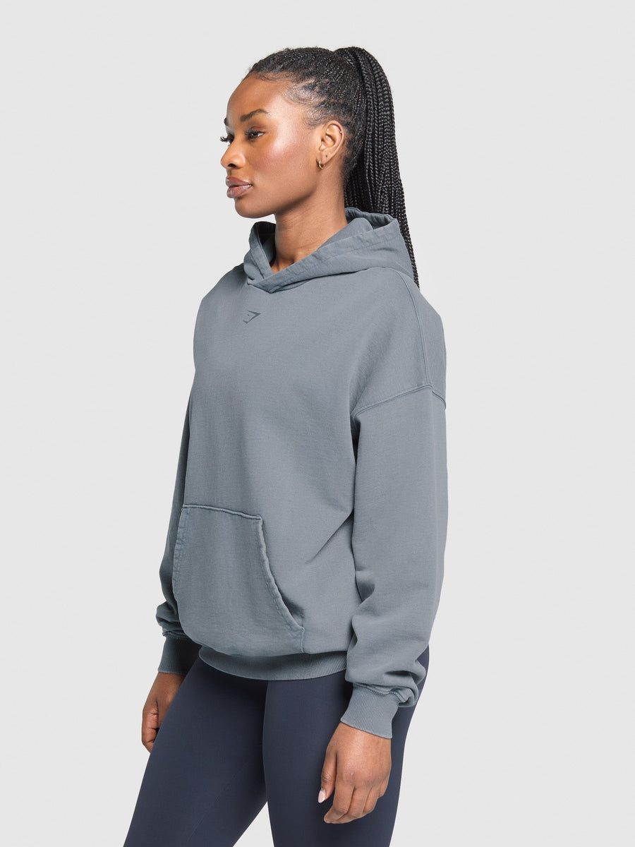 Gymshark 66 Washed Graphic Oversized Hoodie — Iron Blue/Wash — 3
