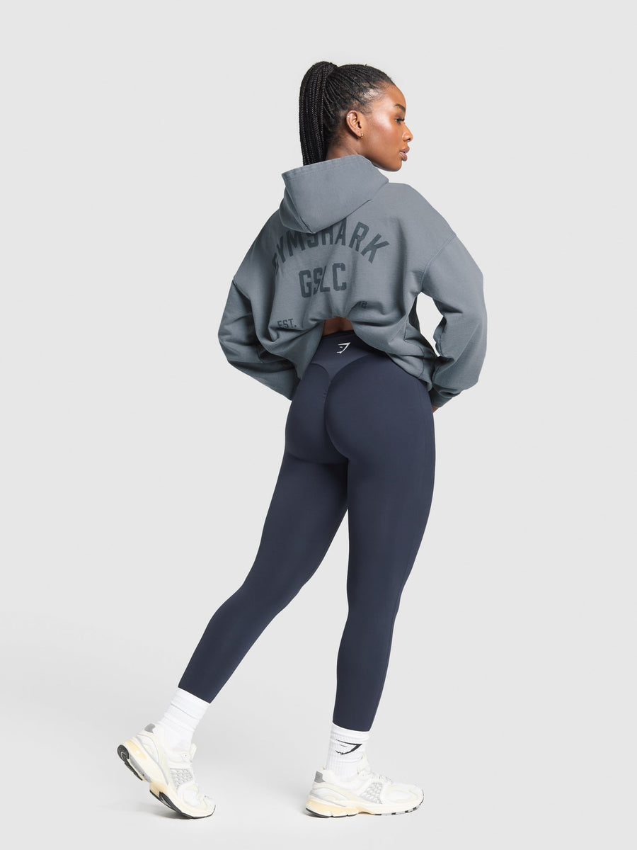 Gymshark 66 Washed Graphic Oversized Hoodie — Iron Blue/Wash — 4