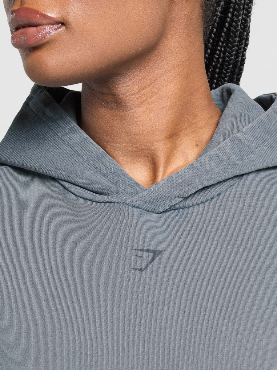 Gymshark 66 Washed Graphic Oversized Hoodie — Iron Blue/Wash — 5