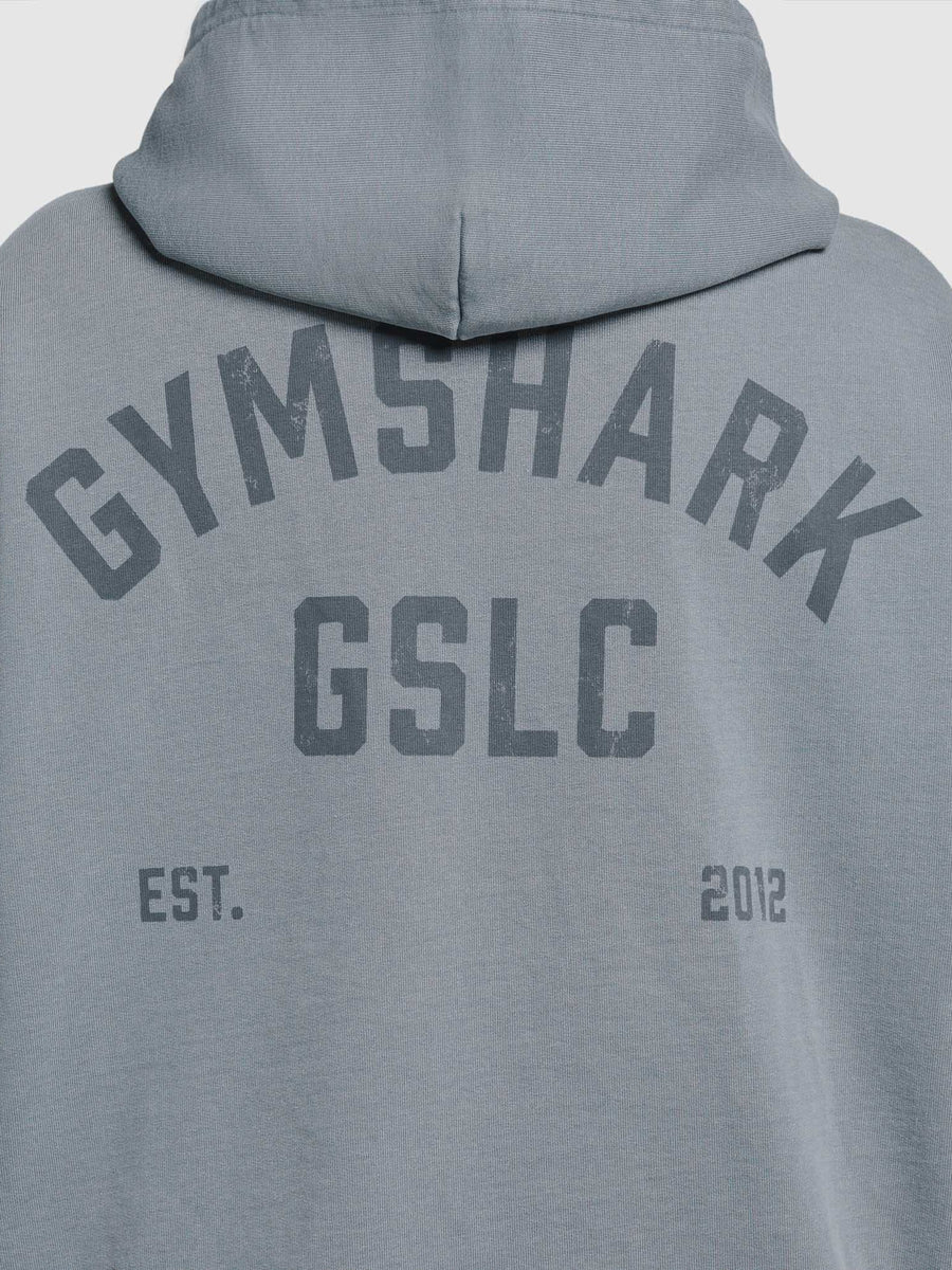 Gymshark 66 Washed Graphic Oversized Hoodie — Iron Blue/Wash — 6