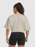 Gymshark 66 Washed Graphic Oversized T-Shirt — Linen Brown/Wash — 2