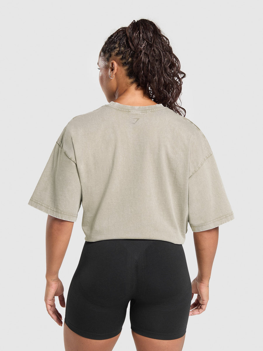 Gymshark 66 Washed Graphic Oversized T-Shirt — Linen Brown/Wash — 2