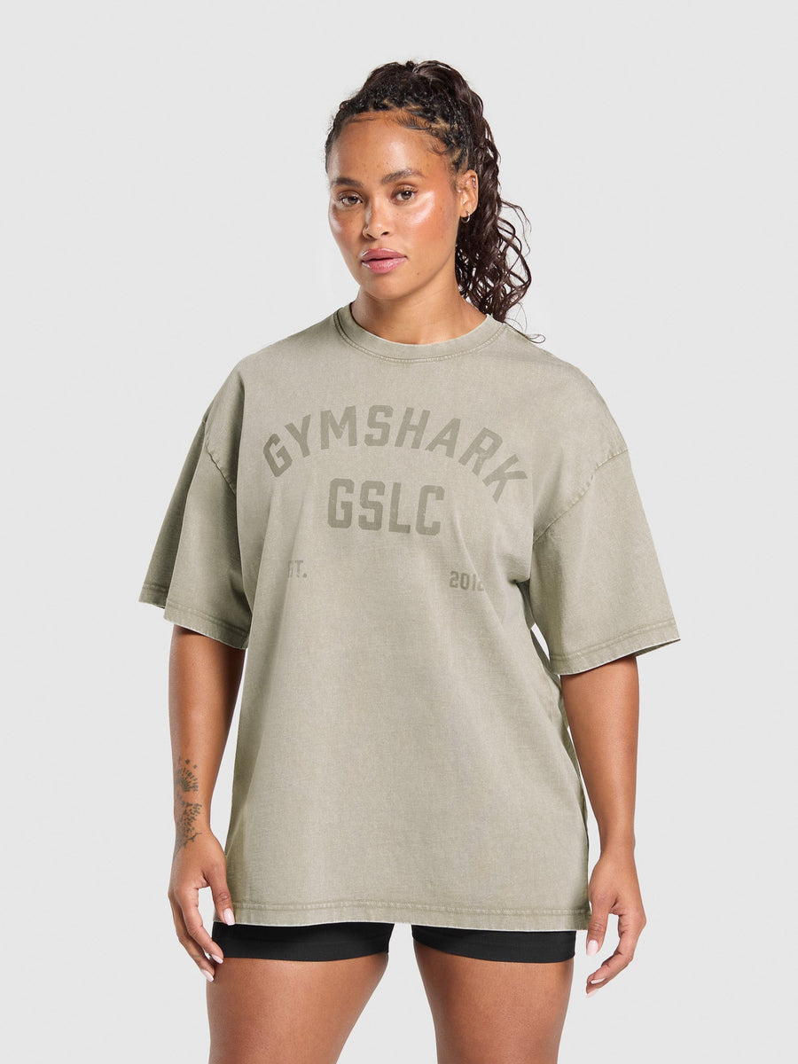Gymshark 66 Washed Graphic Oversized T-Shirt — Linen Brown/Wash — 5