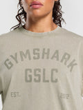Gymshark 66 Washed Graphic Oversized T-Shirt — Linen Brown/Wash — 6